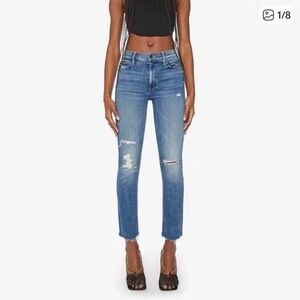 MOTHER womens size 25 The Swooner ankle gray weekend warrior distressed jeans